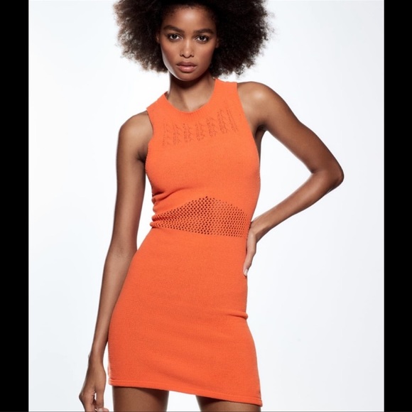 Zara Dresses Zara Chenille Orange Dress Poshmark
